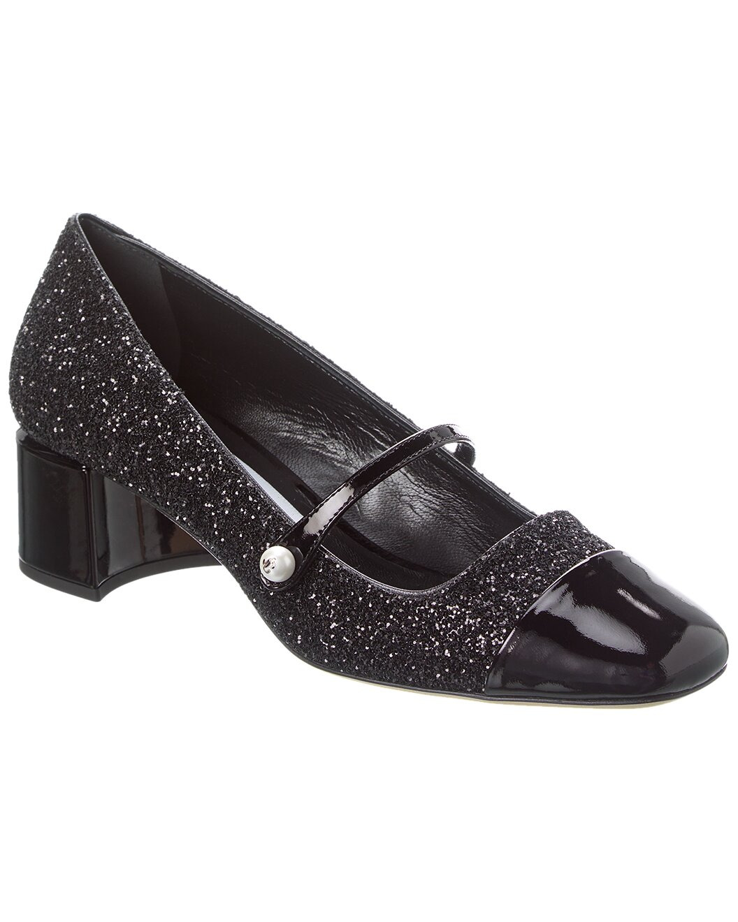 Jimmy Choo Elisa 45 Glitter & Leather Pump - 1
