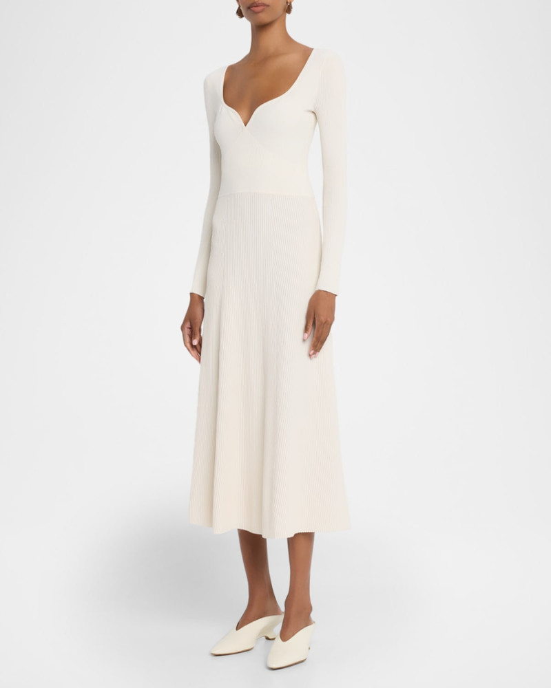 Ribbed Bustier Long-Sleeve Midi Dress 4