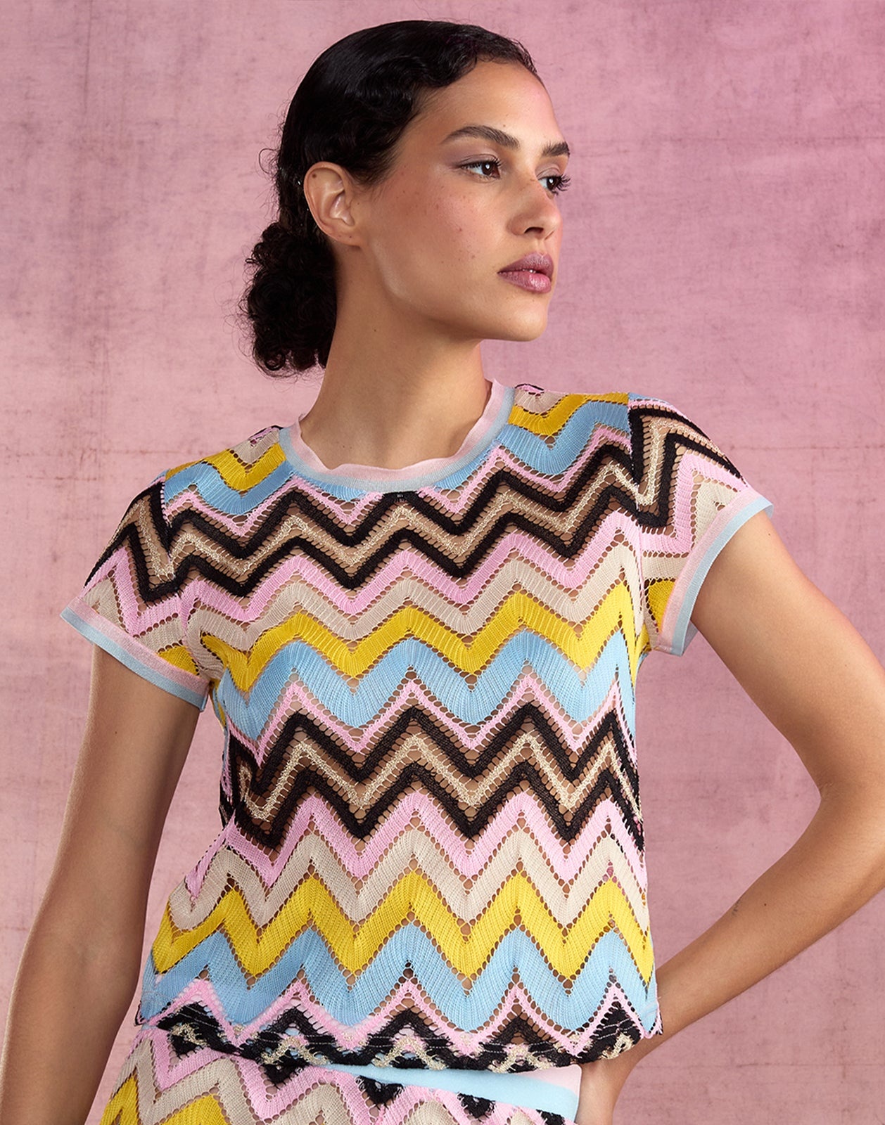 Zigzag Knit Tee - 1