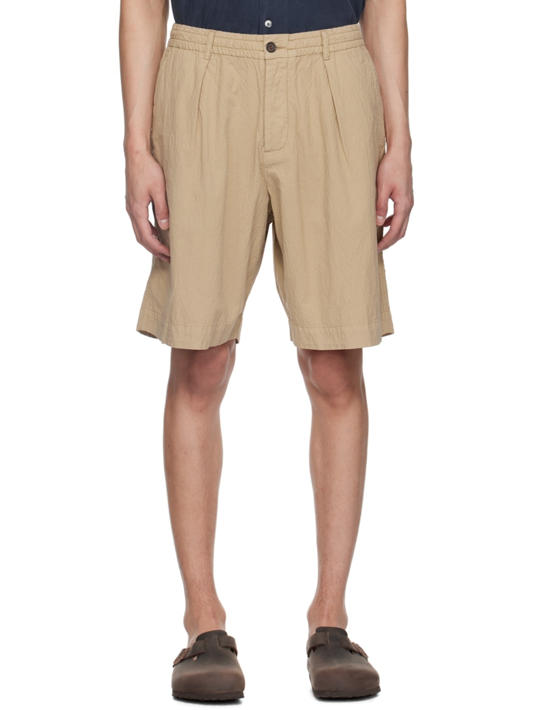 Taupe Pleated Shorts - 1