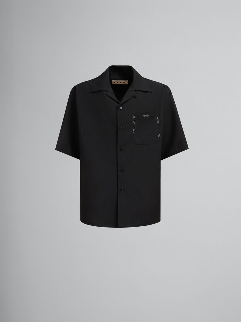 BLACK TROPICAL WOOL BOWLING SHIRT WITH MARNI MENDING 1