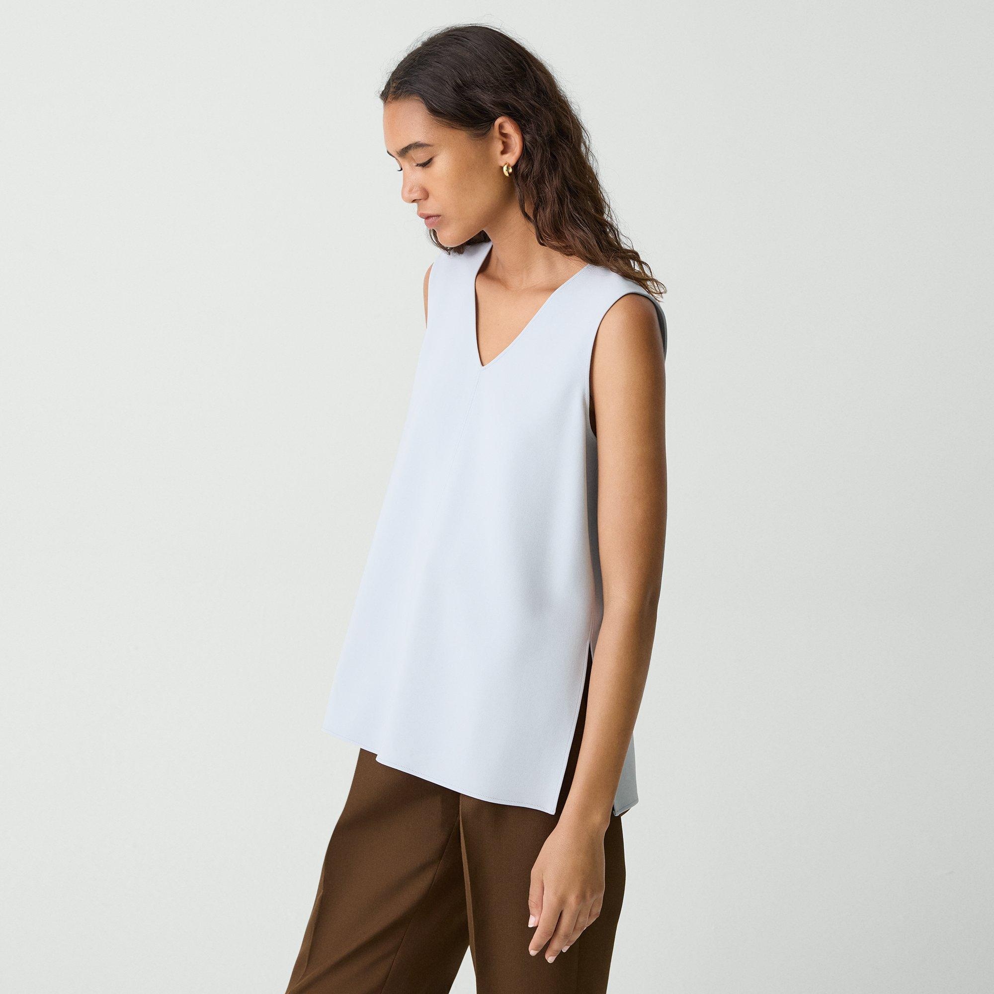 V-Neck Blouse in Admiral Crepe - 3