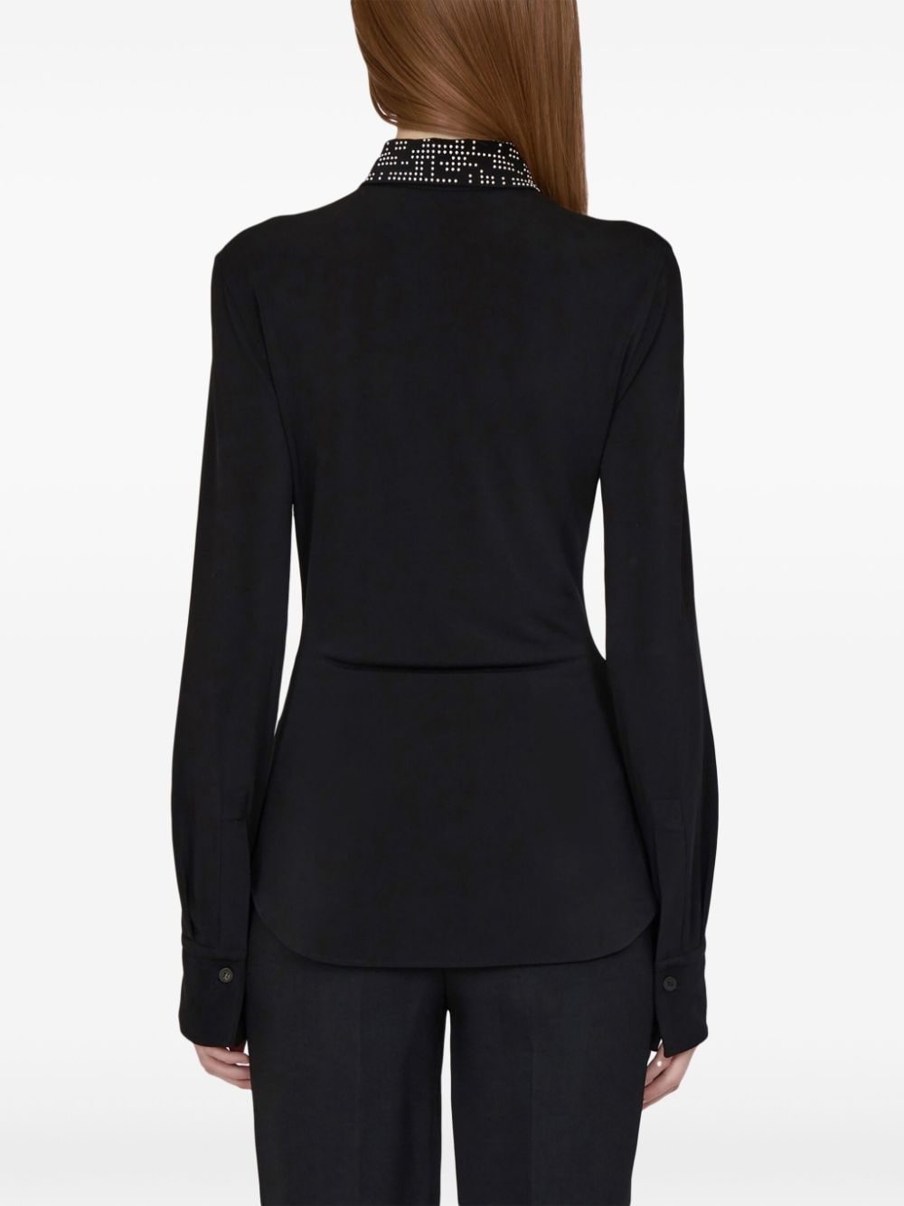 studded-collar jersey shirt - 3