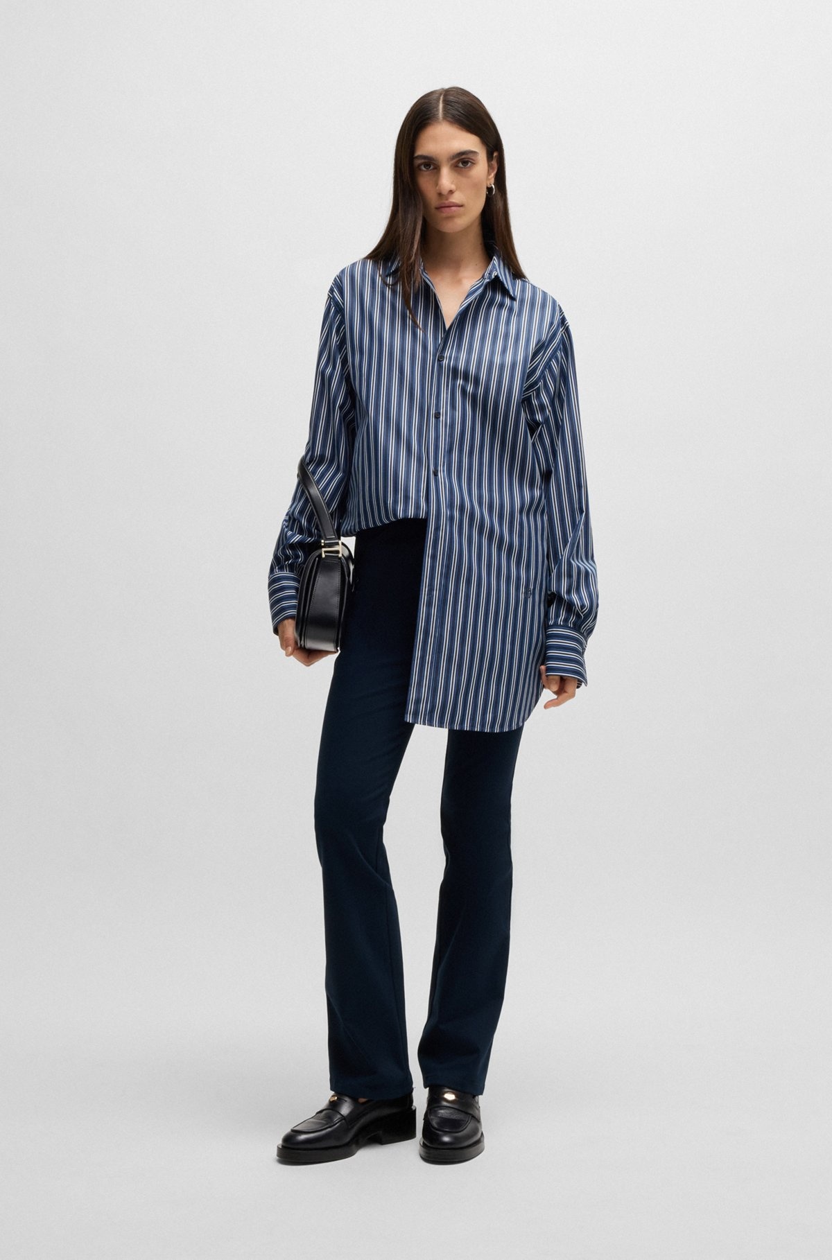 FLARED TROUSERS IN BRUSHED STRETCH COTTON - 3