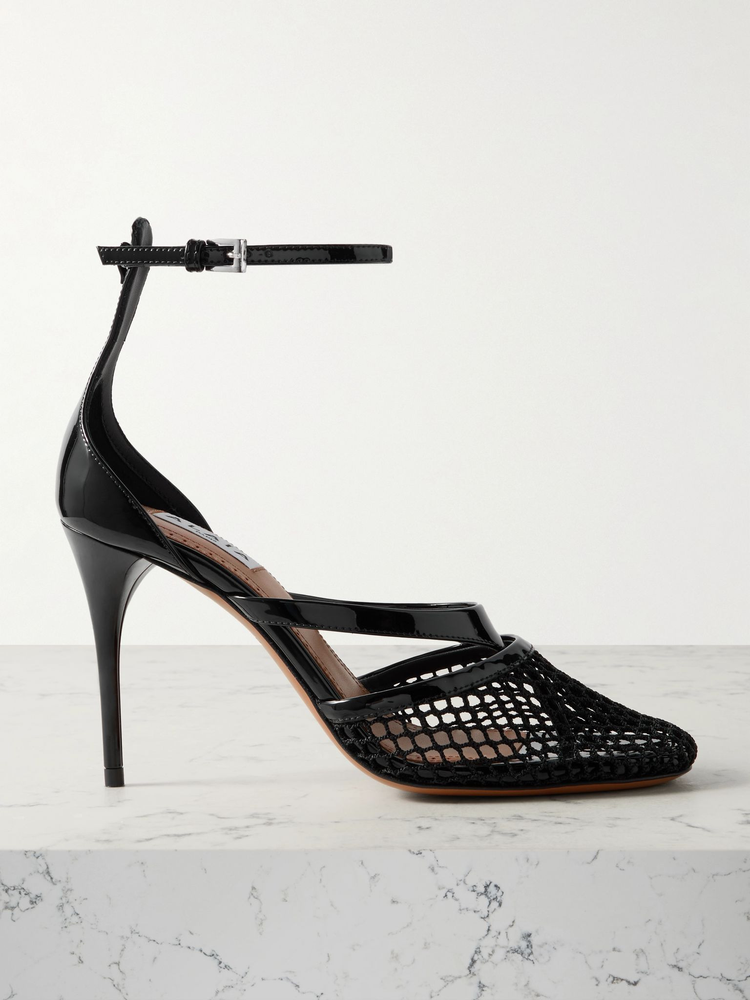 Patent-leather and fishnet pumps Black - 1