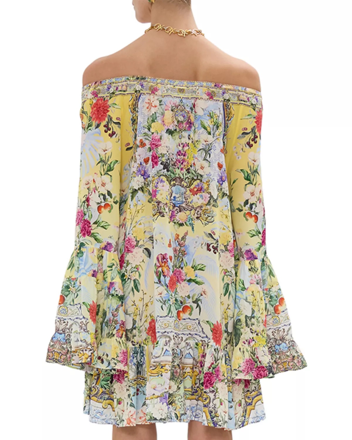 Floral Print A Line Silk Mini Dress - 2