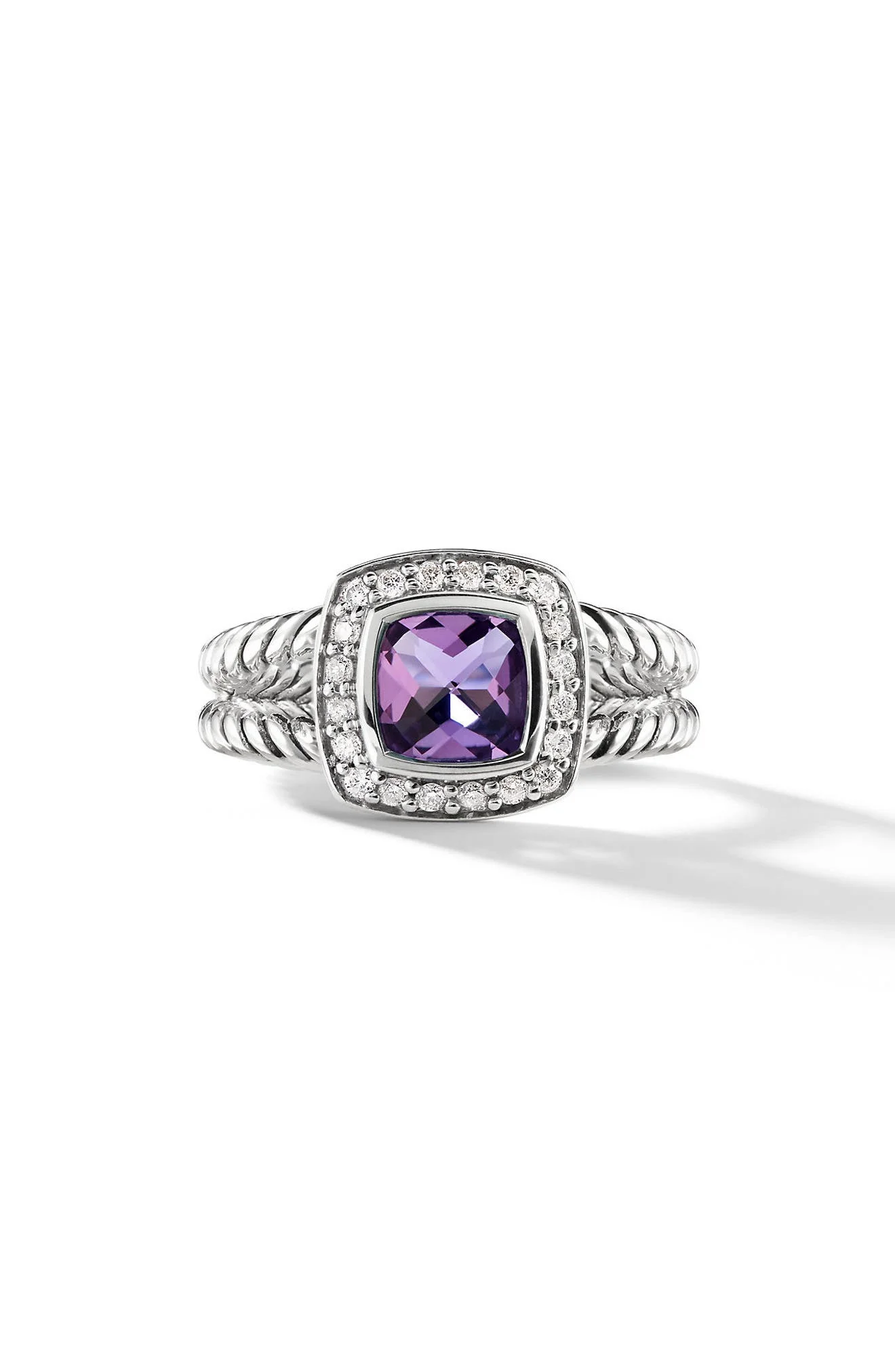 David Yurman Petite Albion® Diamond Halo Cushion Ring in Amethyst at Nordstrom - 1