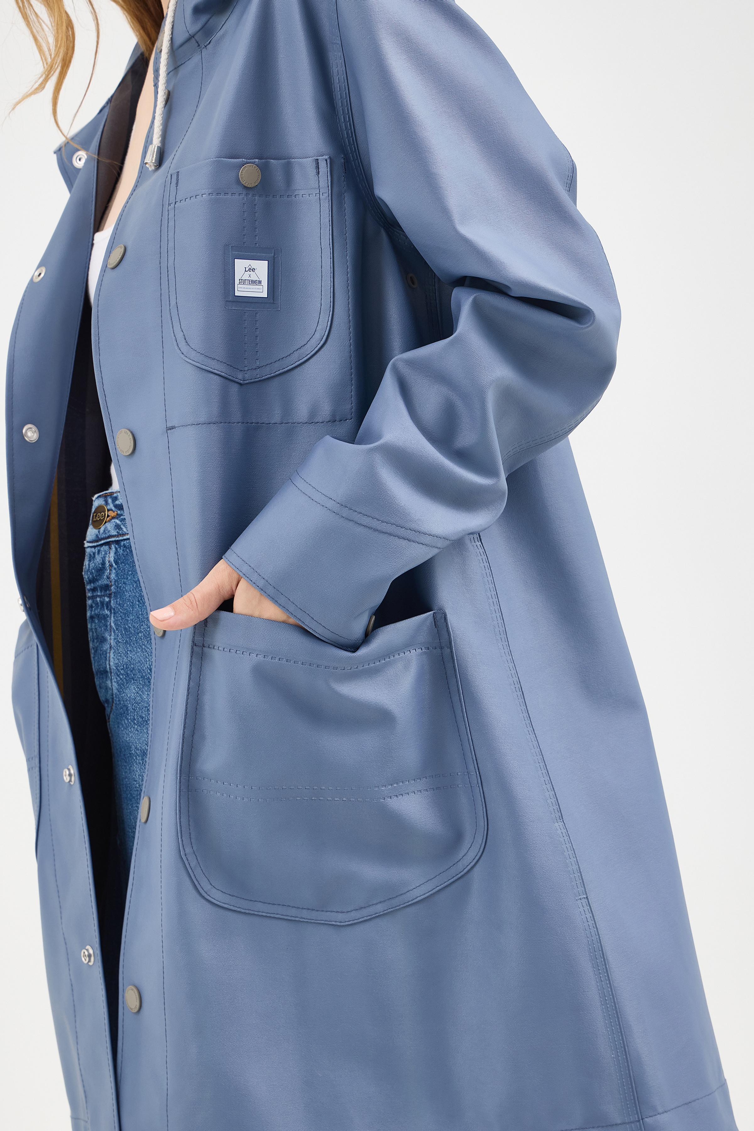 Women´s Lee® x STUTTERHEIM Chore Raincoat Ash Blue - 5