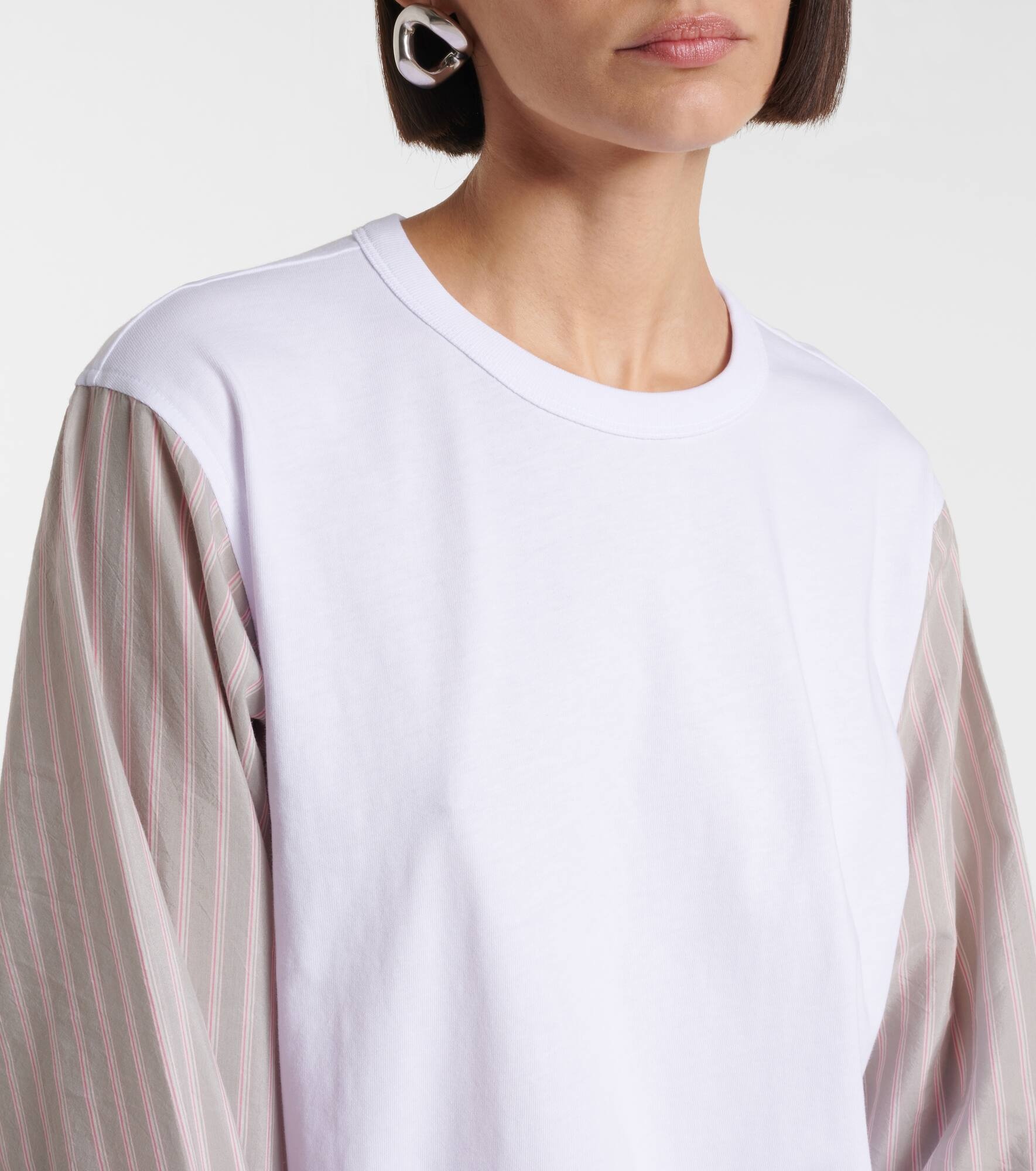 Deconstructed cotton-blend T-shirt - 4