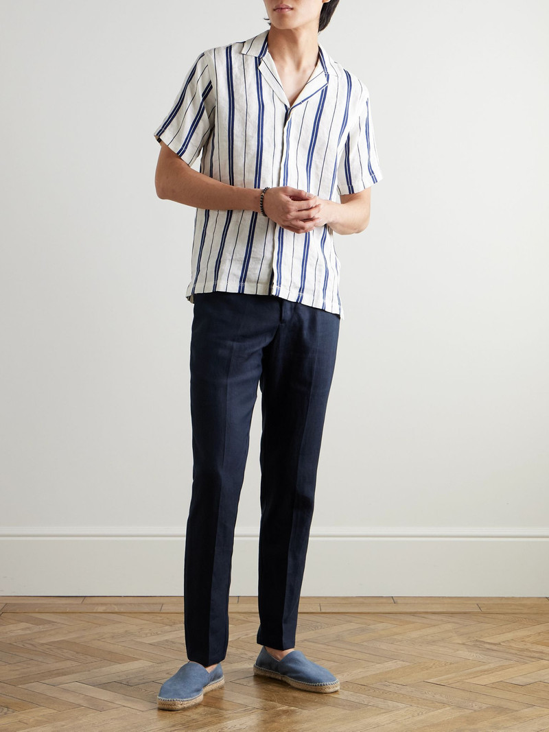 ORLEBAR BROWN Griffon Tapered Linen Trousers Navy outlook