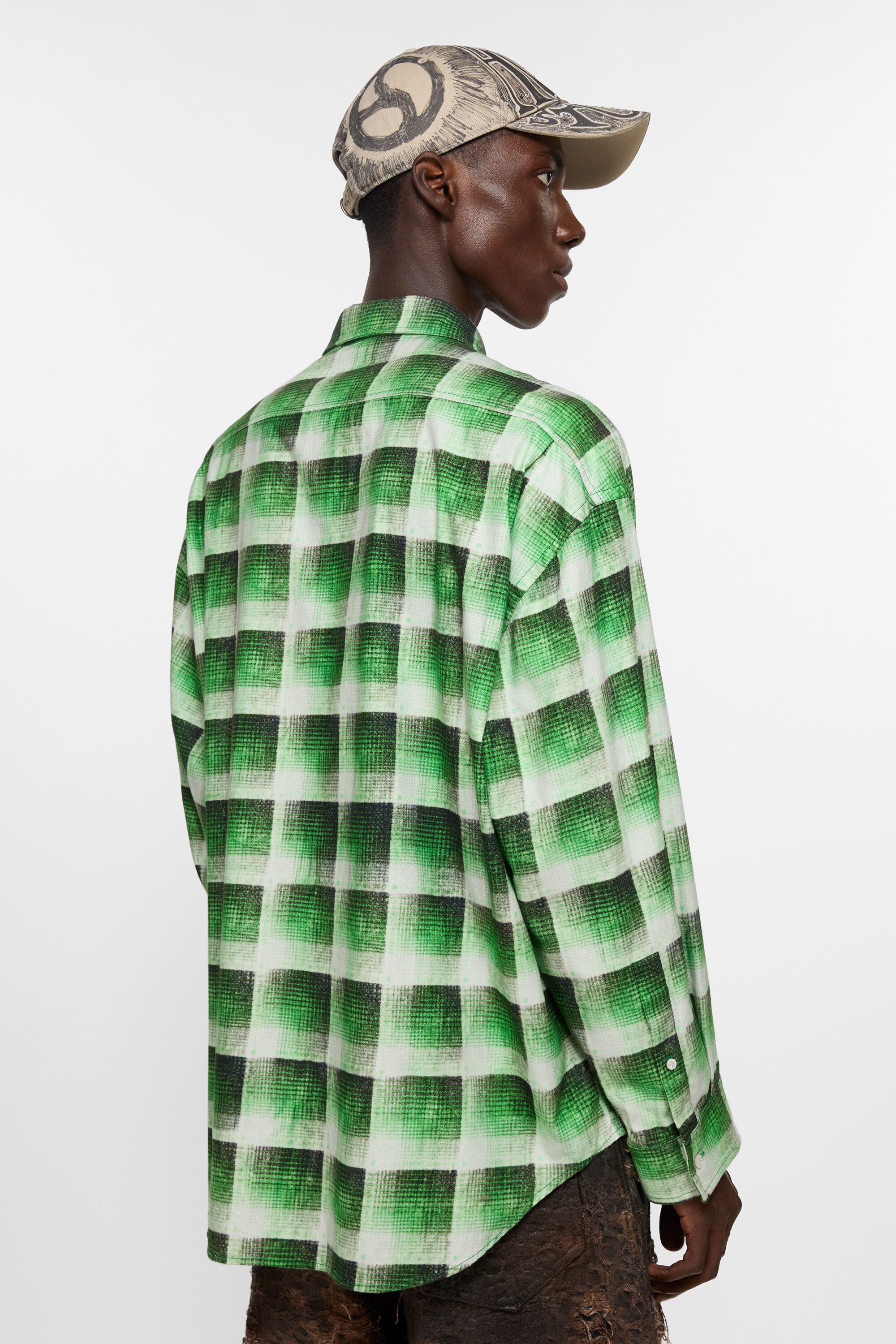 Check button-up shirt - Green - 3