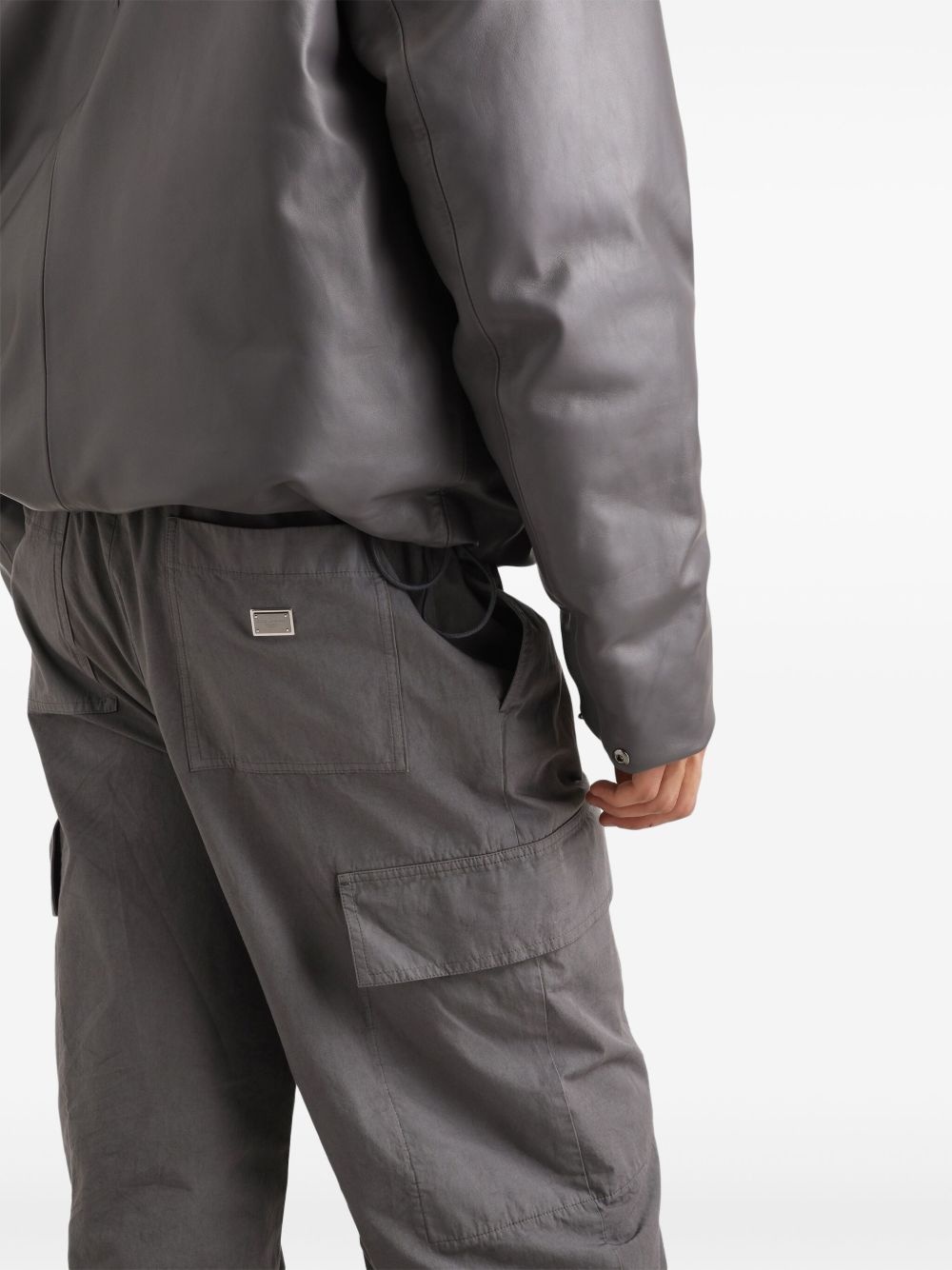 elasticated-waistband straight-leg trousers - 5