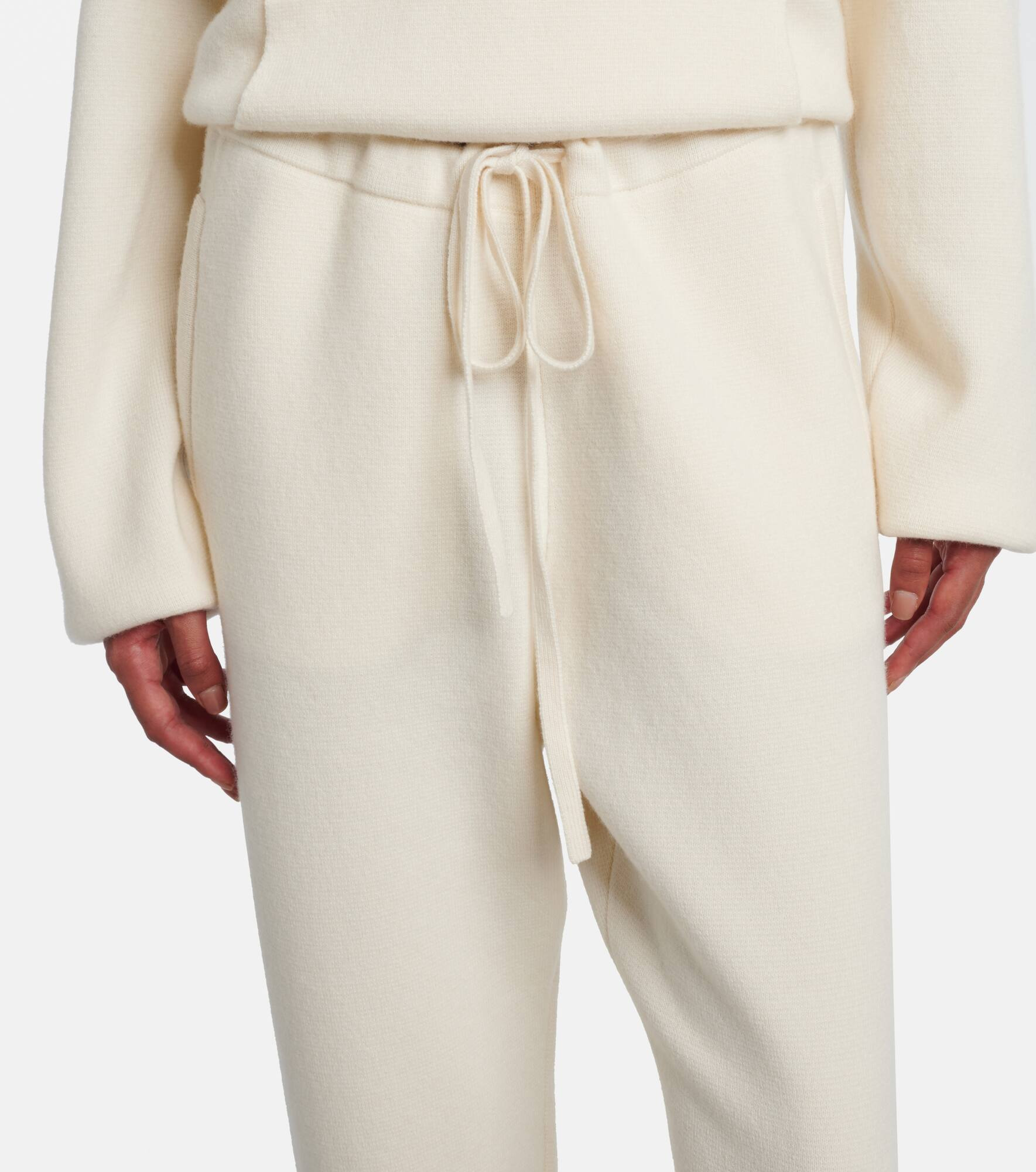Embellished cashmere wide-leg pants - 4