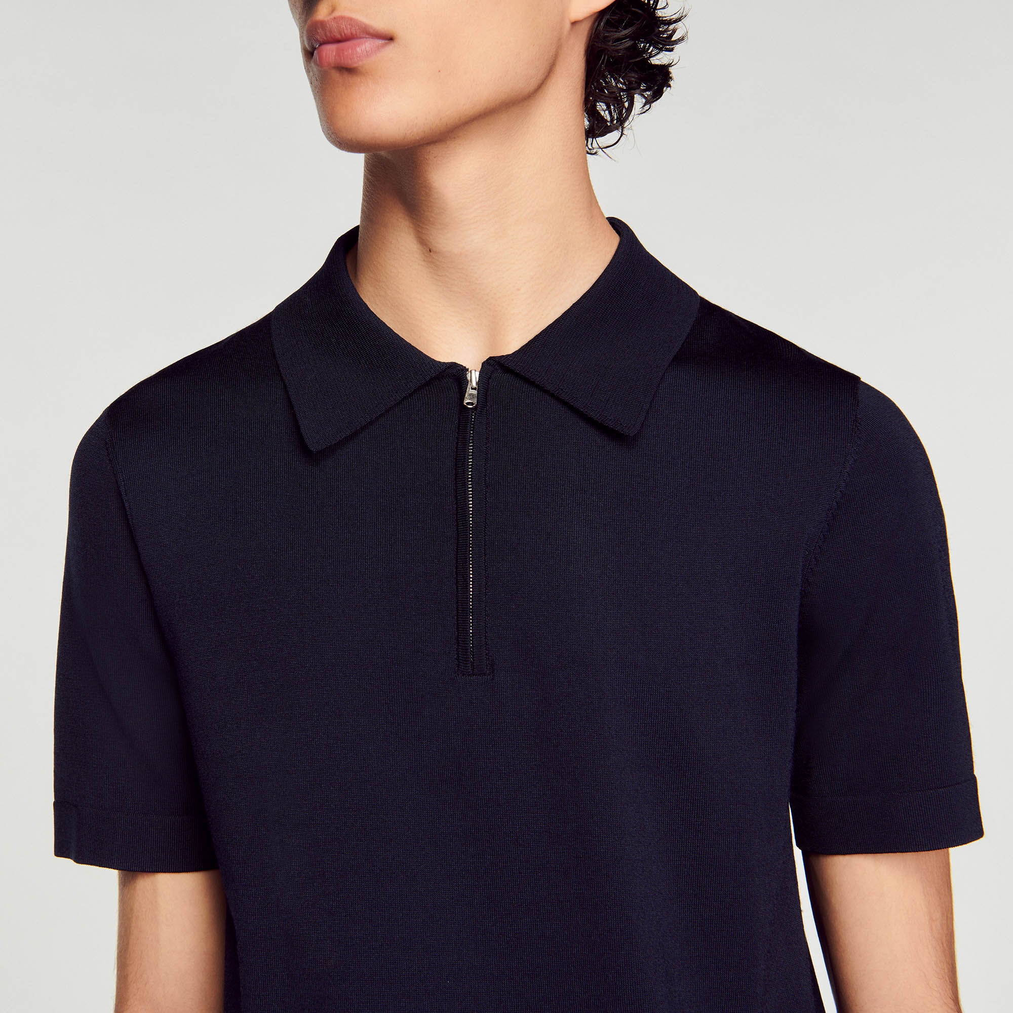 KNITTED POLO SHIRT WITH ZIP COLLAR - 4