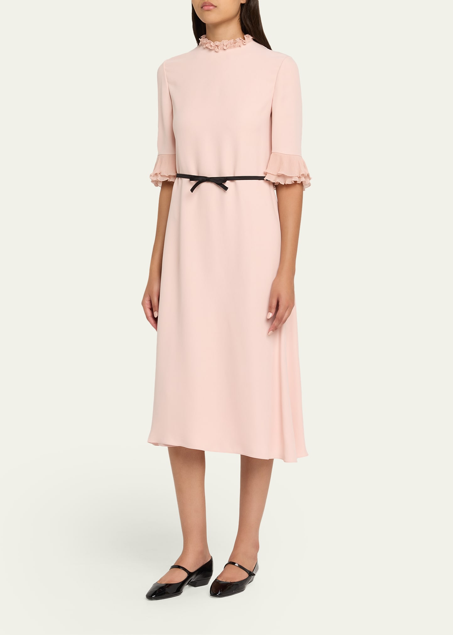 Ruffle 3/4-Sleeve Bow Midi Dress - 4