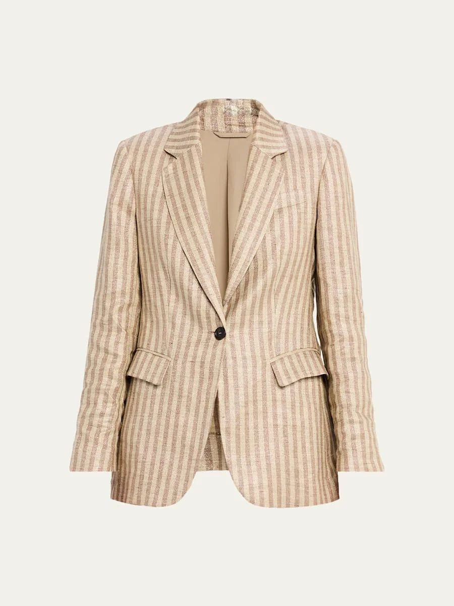 Sparkling Striped Single-Breasted Jacket - 1