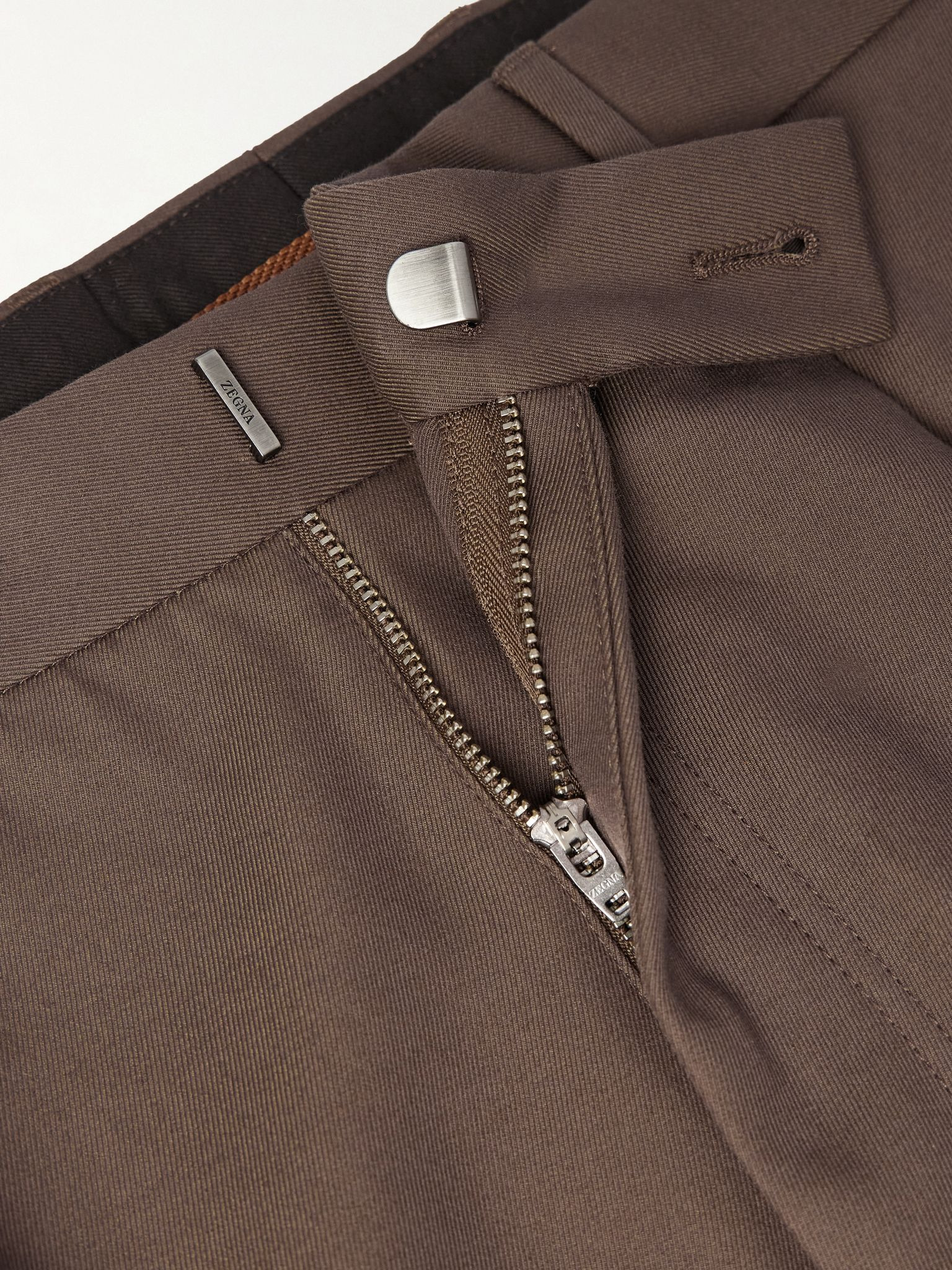Straight-Leg Cotton and Wool-Blend Trousers Brown - 6