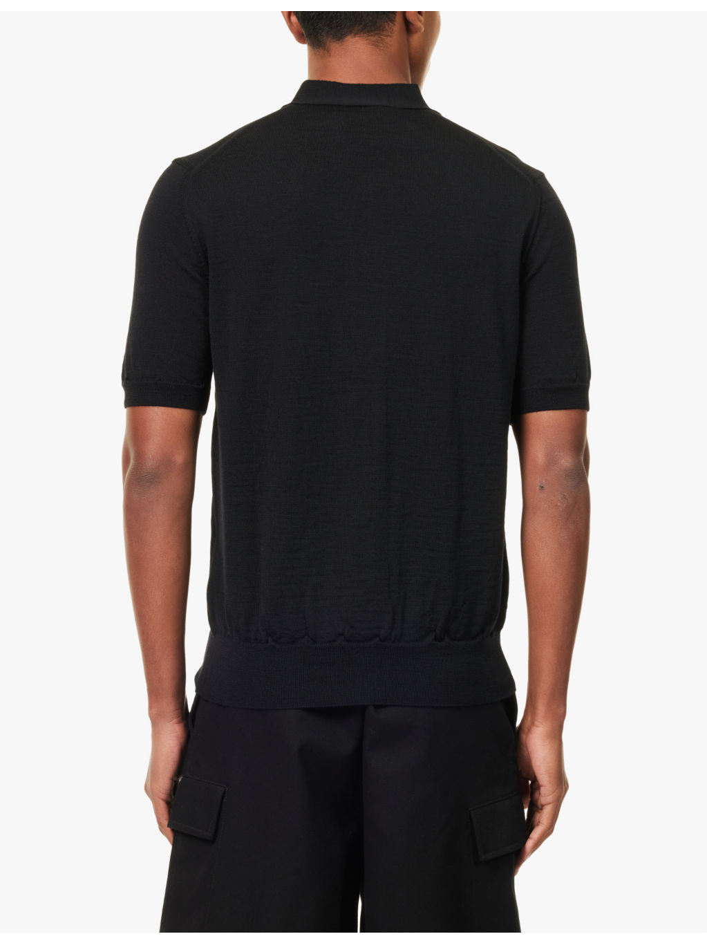 Logo-patch short-sleeve wool polo shirt - 4