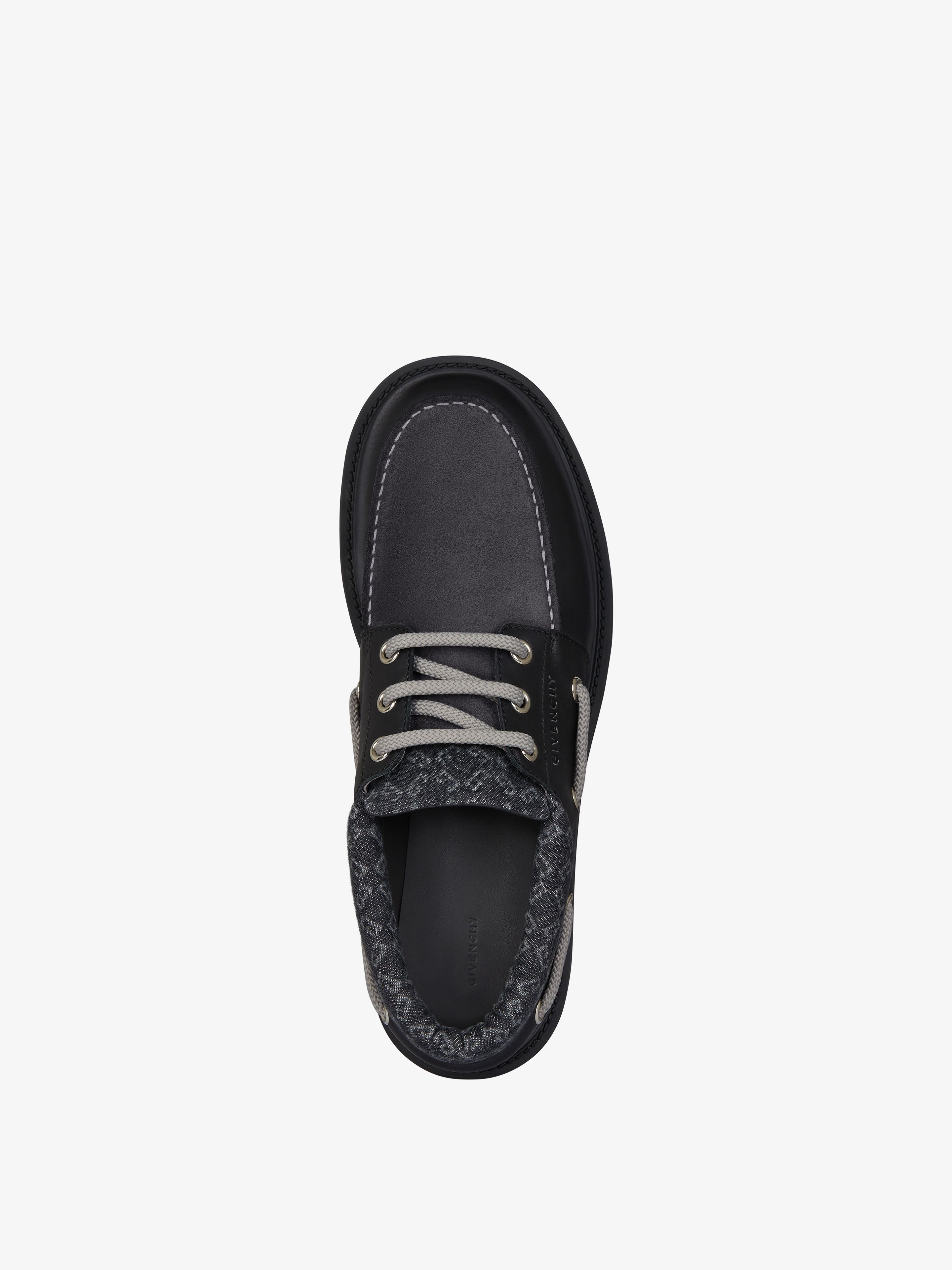 STORM BOAT SHOES IN LEATHER, SUEDE, MONOGRAM 72 DENIM - 4