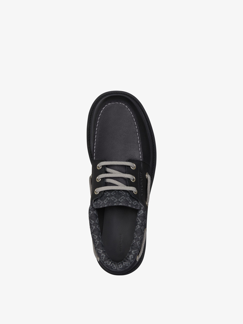 STORM BOAT SHOES IN LEATHER, SUEDE, MONOGRAM 72 DENIM 4
