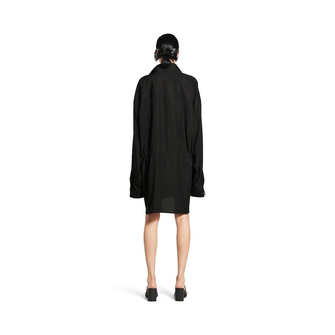 Women's Shirt Mini Dress in Black - 4