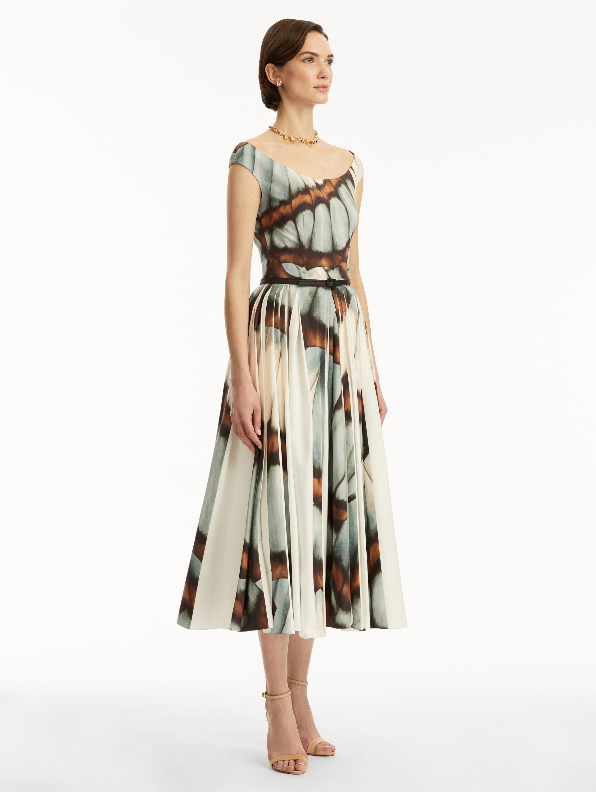 ABSTRACT BUTTERFLY COTTON POPLIN DRESS - 3