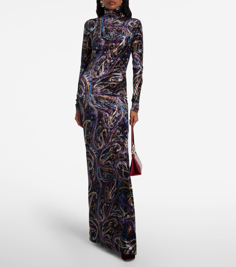 Etro Sequined turtleneck gown outlook