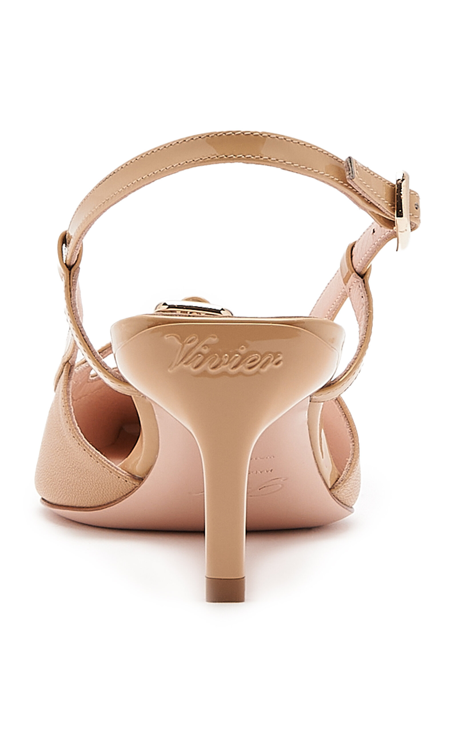 Mini Buckle Slingback Leather Pumps tan - 4