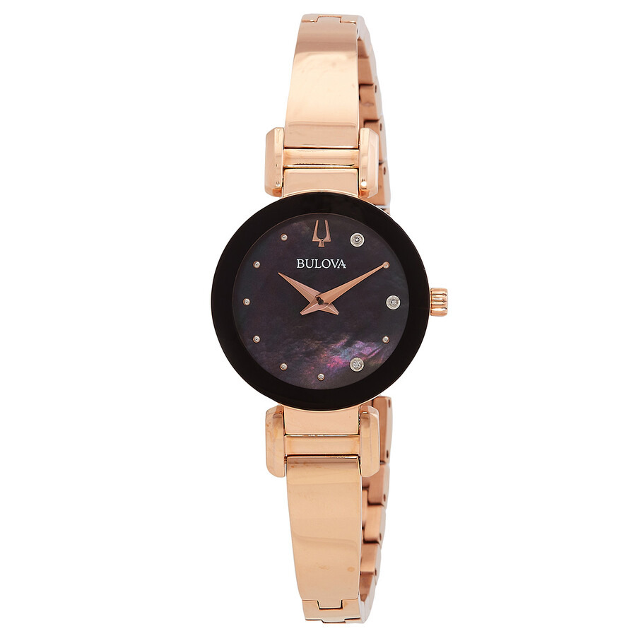 Bulova - Bulova Marc Anthony Quartz Diamond Black Dial Ladies Watch 97P163 - 1