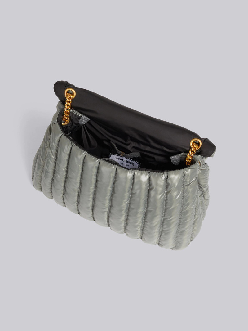 Medium Grey Ripstop Oversized Quilted 4-Bar Small Shoulder Bag 5