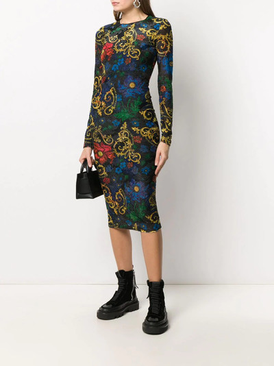 VERSACE JEANS COUTURE floral-print fitted midi dress outlook