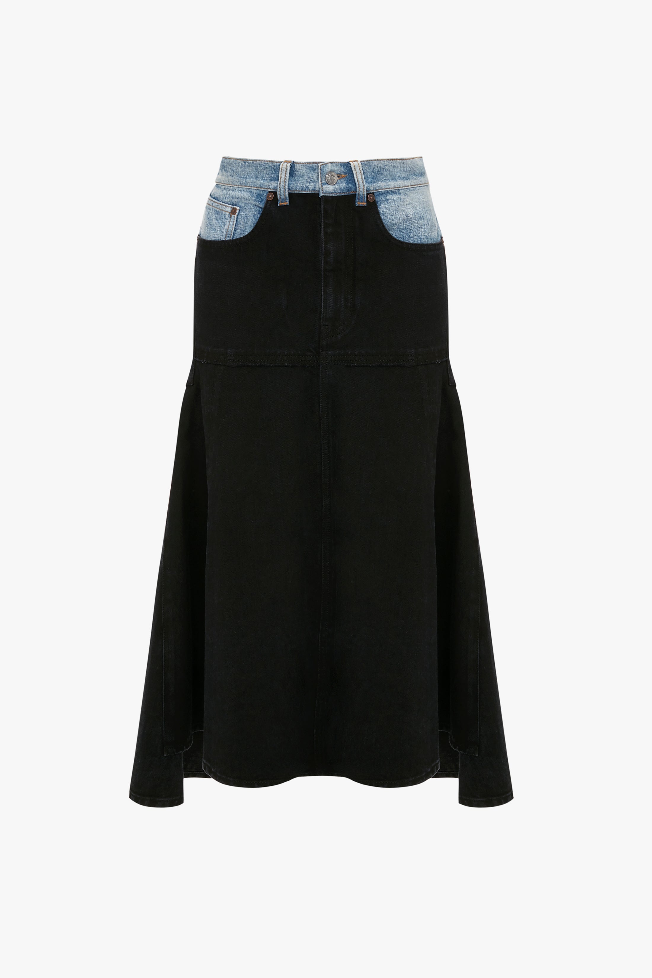 Patched Denim Skirt In Contrast Wash - 1