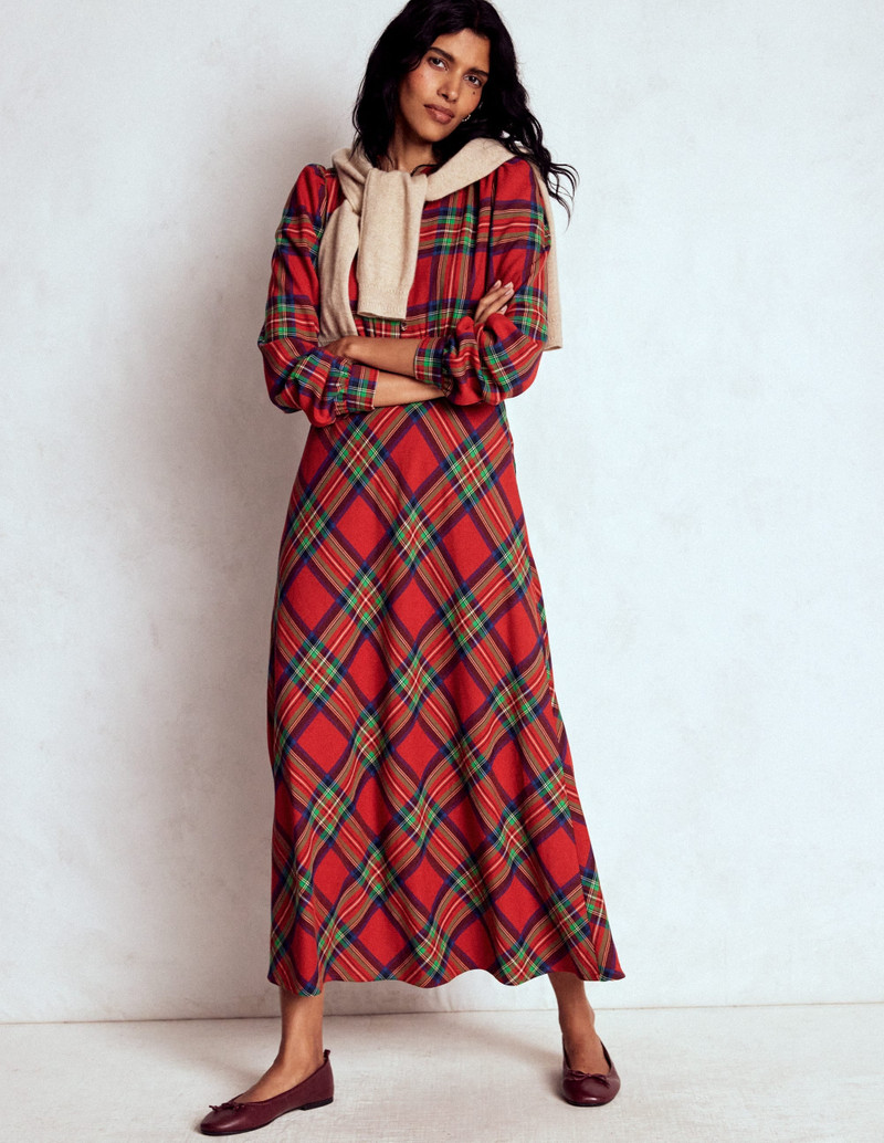 Cassie Check Tea Dress-Red, Blue and Green Check 7
