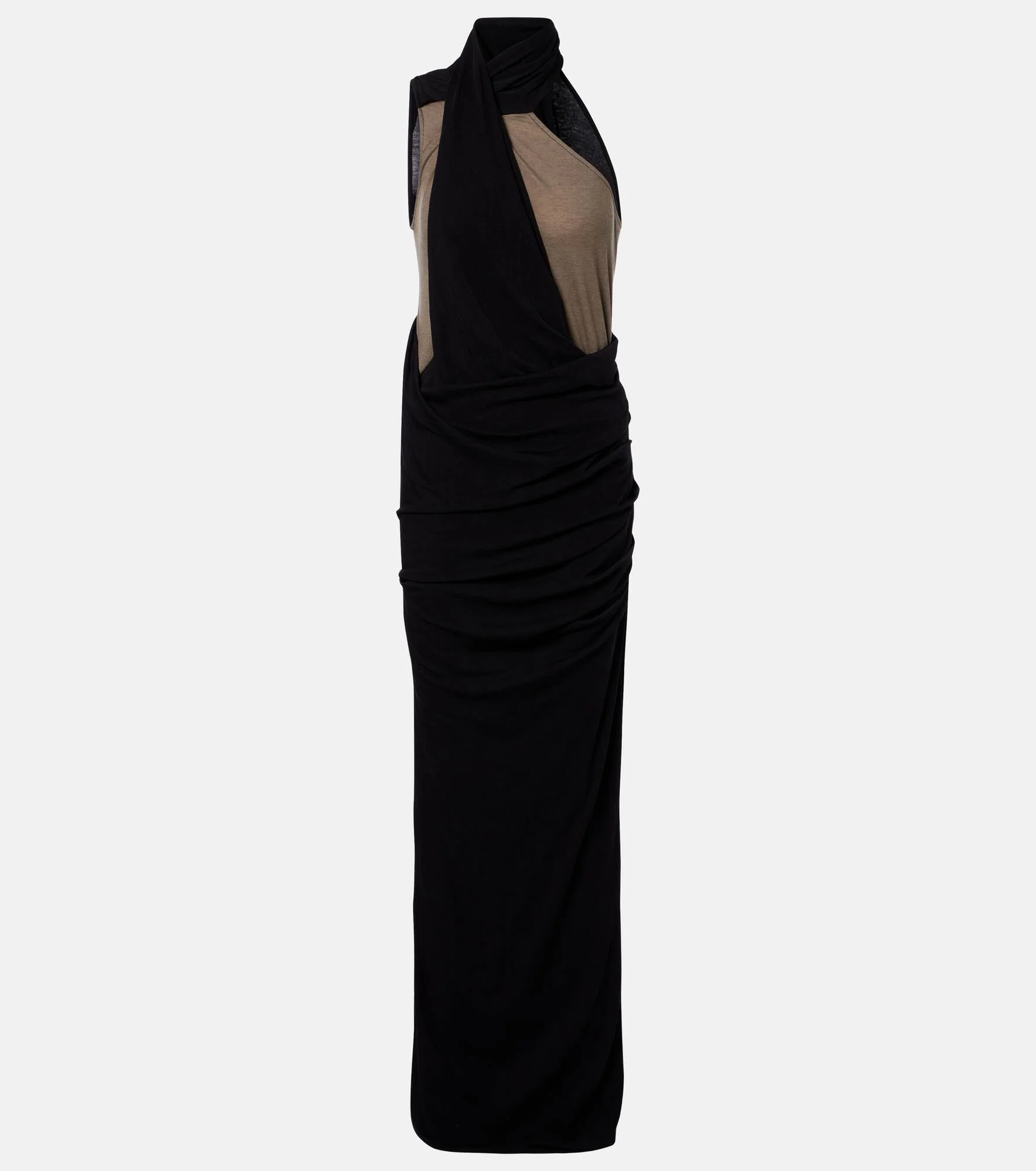 Draped one-shoulder jersey maxi dress - 1