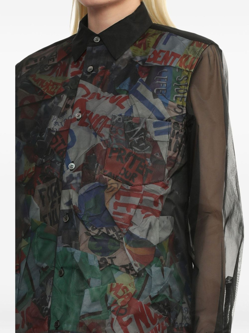 sheer-panel printed shirt 4