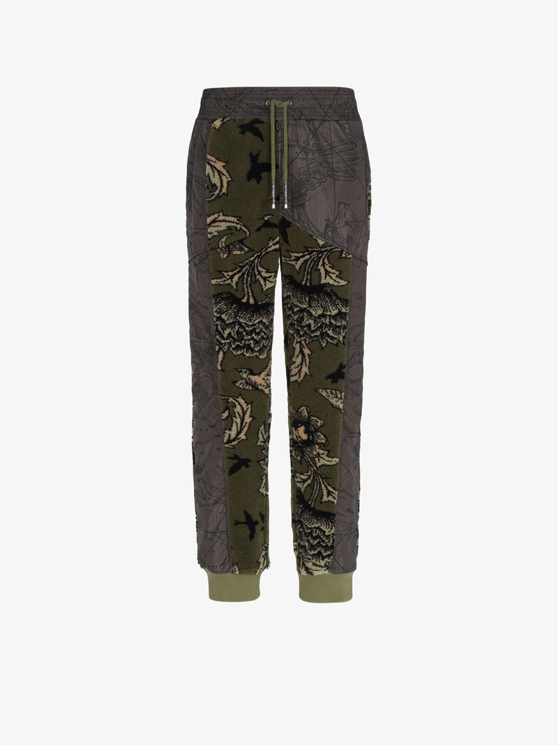 Jogger pants in floral pattern fleece and nylon 1