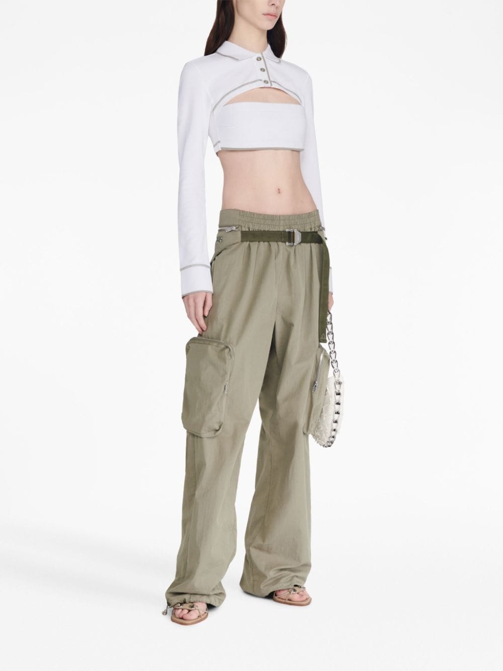 polo-collar cotton crop top - 3