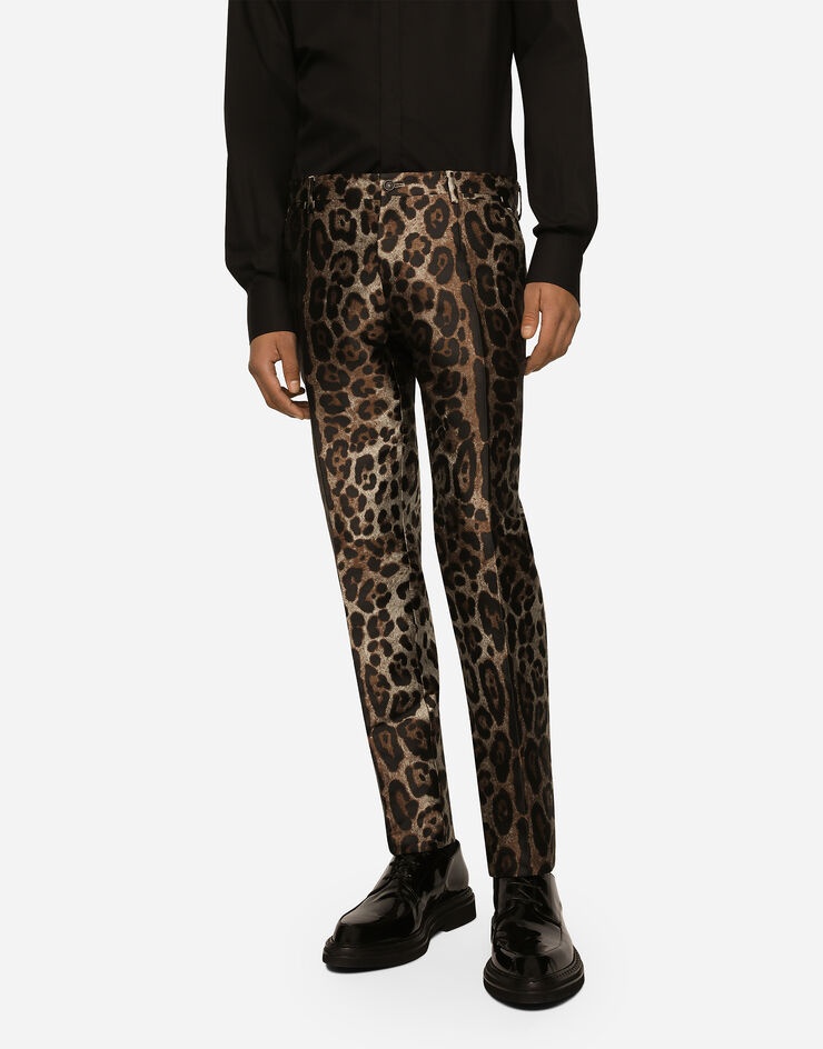 Double-breasted leopard-design jacquard Sicilia-fit suit - 6