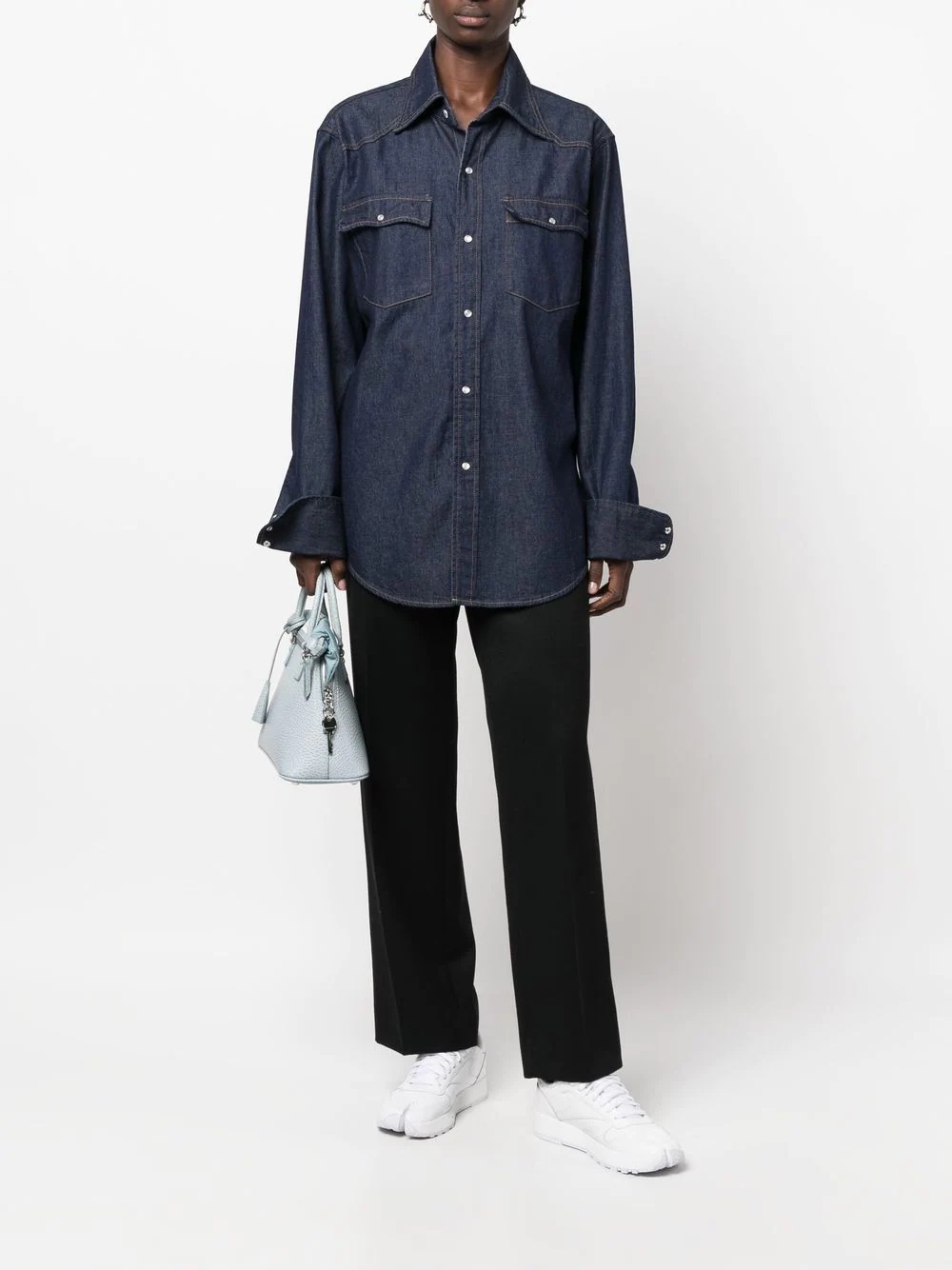 chest-pocket denim shirt - 3