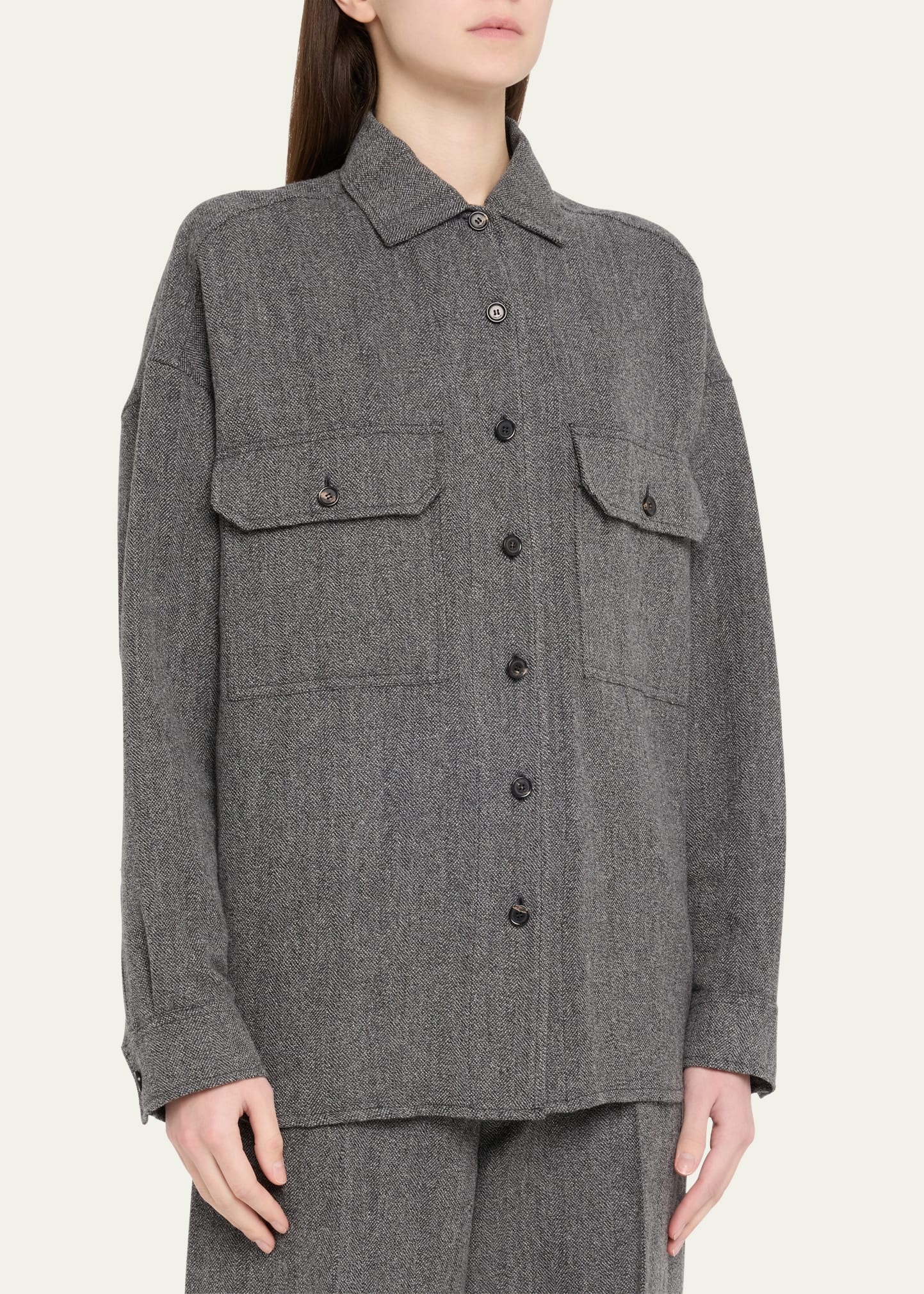 Darby Button Down Wool Cashmere Overshirt - 4