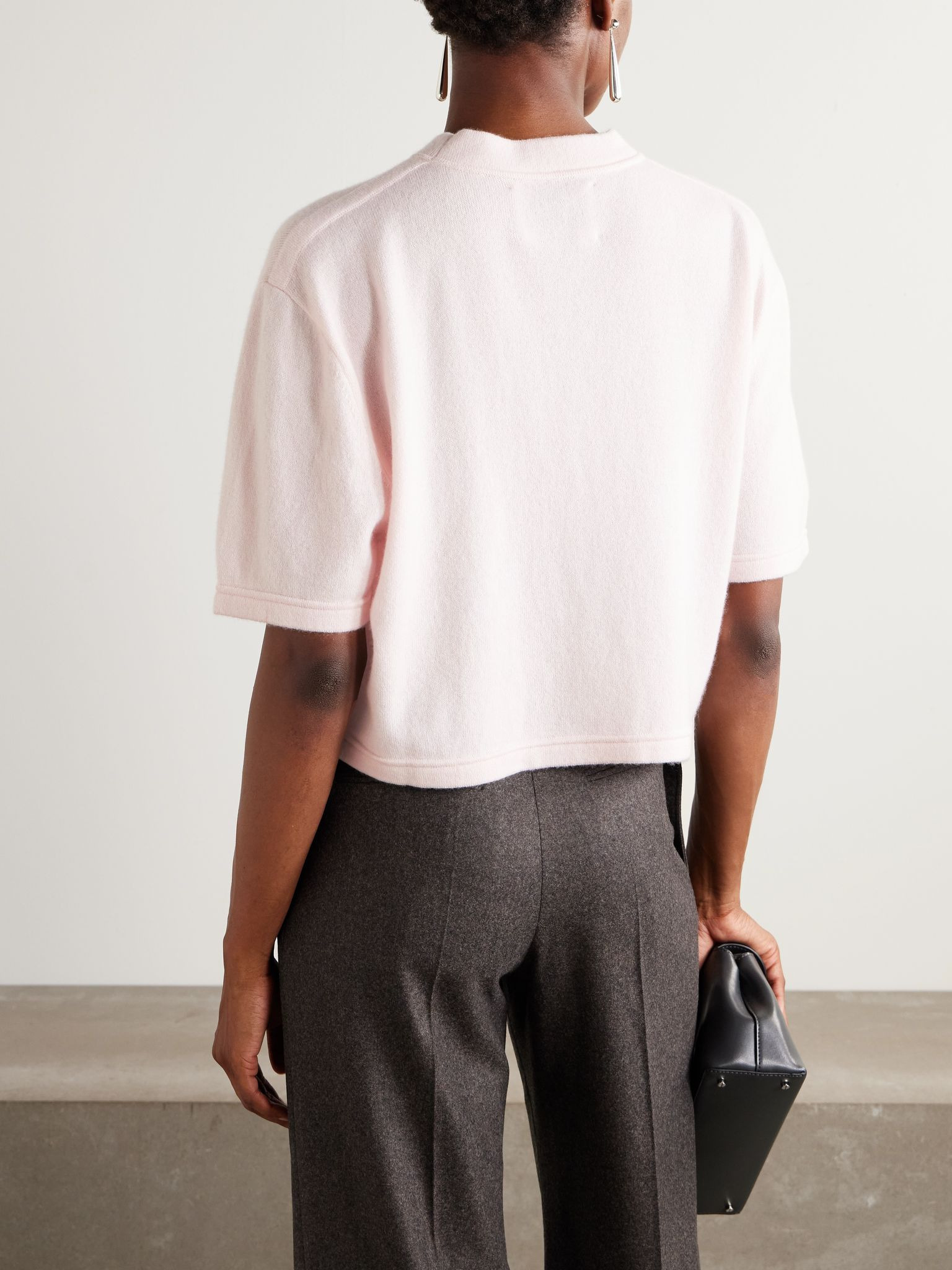 Cropped cashmere T-shirt Pink - 3