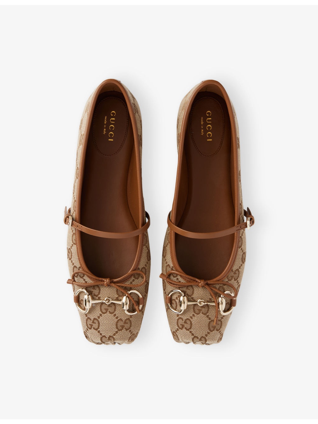 GG-Monogram Horsebit Canvas Ballerina Pumps - 2