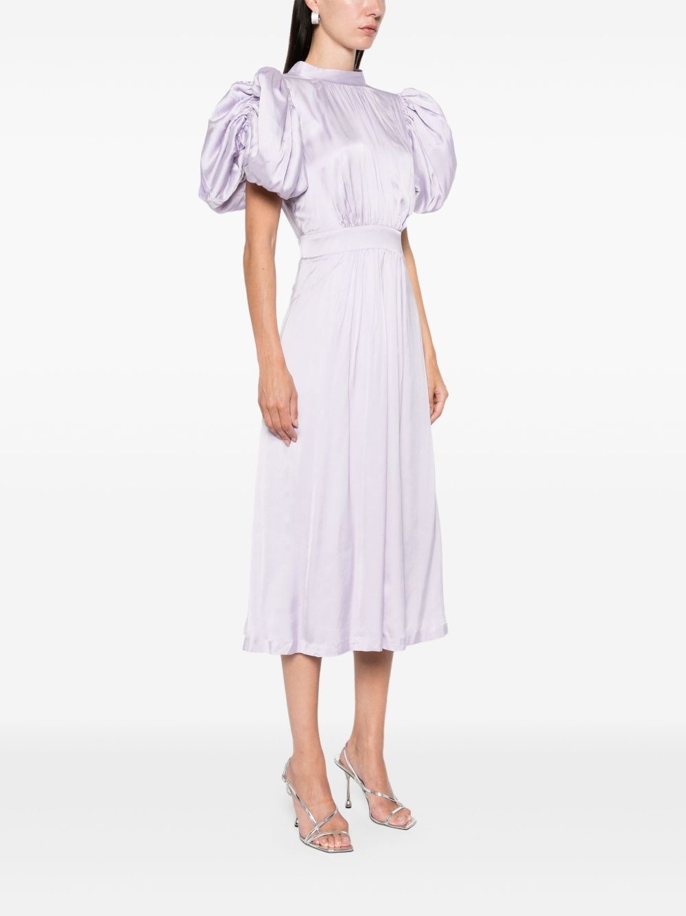 satin puff midi dress - 3