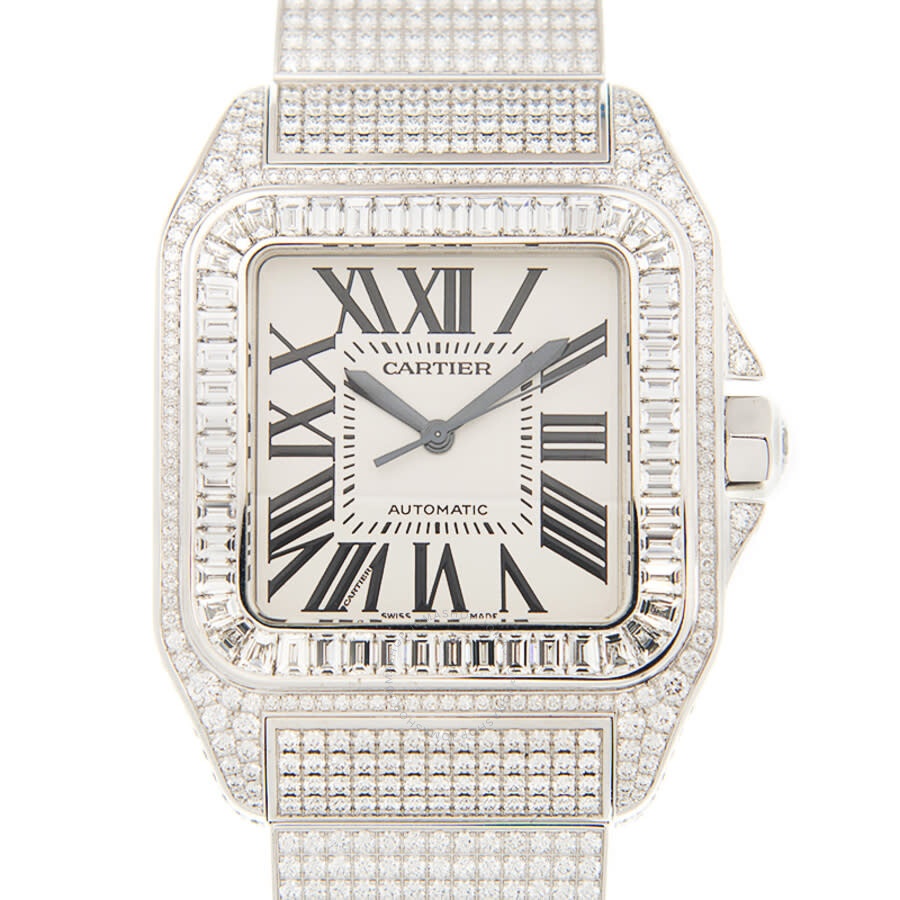 Cartier Santos Automatic Diamond White Dial Men's Watch W20073X8-100XL - 2