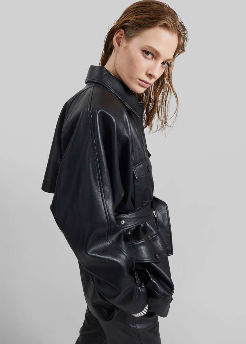 Kelia Faux Leather Padded Utility Jacket - Black 10