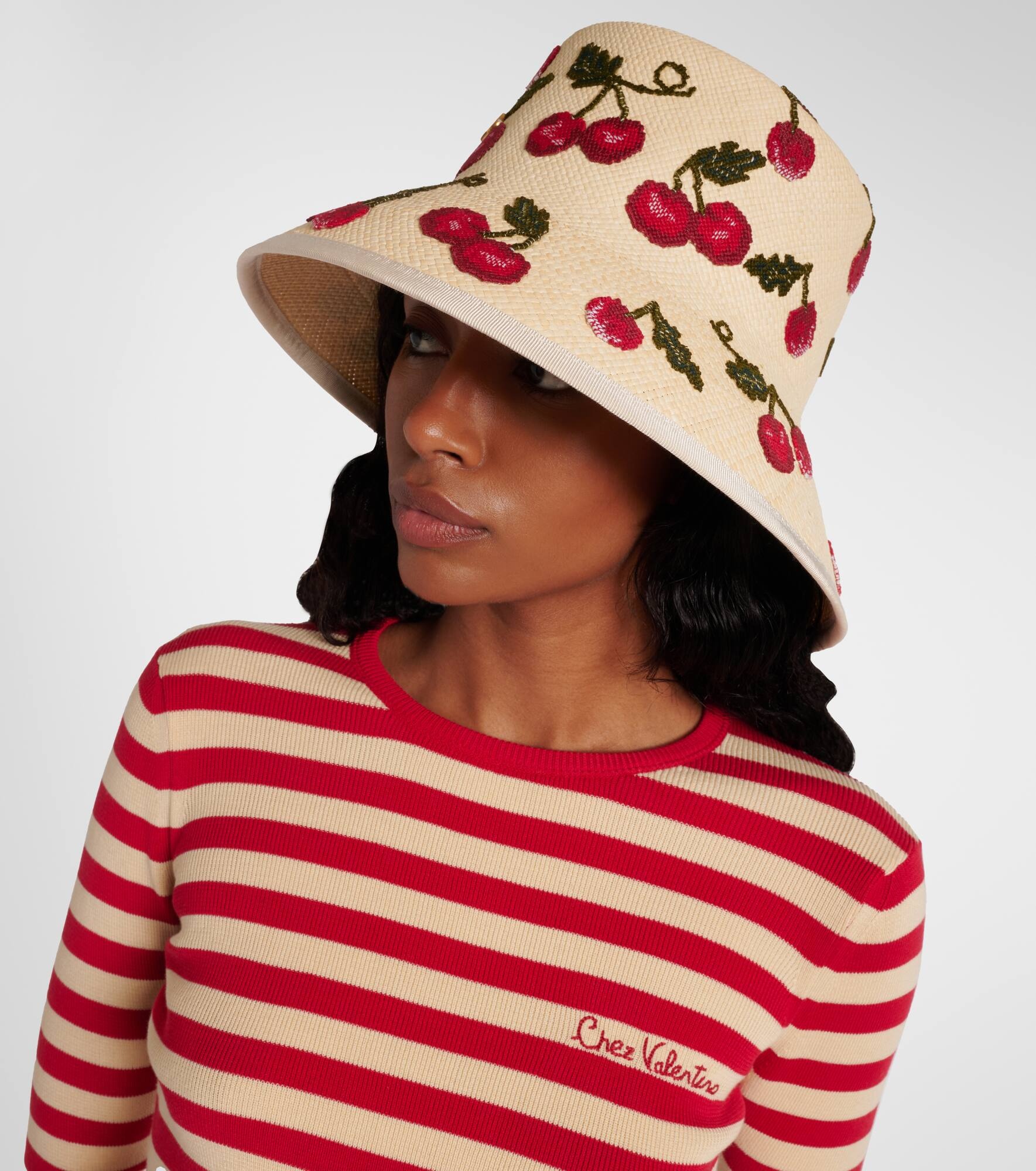 Cherryfic embroidered straw sun hat - 5