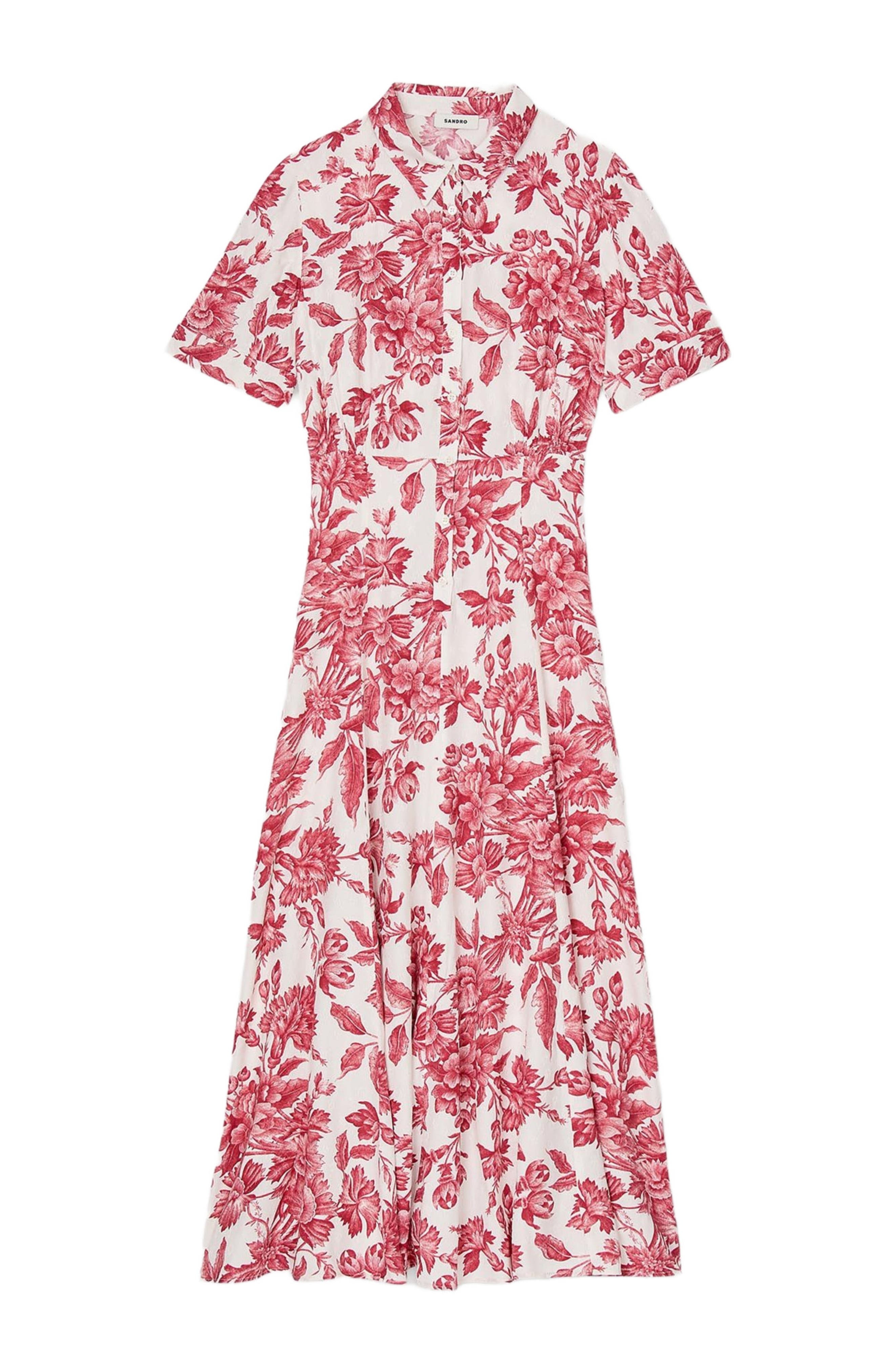 SANDRO Floral patterned maxi dress in White /Red at Nordstrom - 5