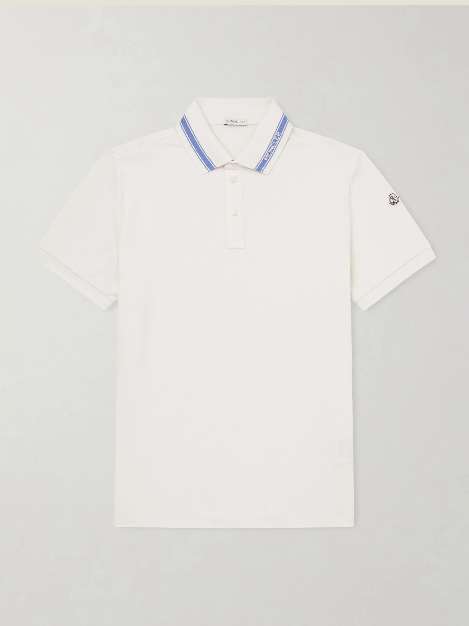 Logo-Appliquéd Honeycomb-Knit Cotton Polo Shirt Off-white - 1