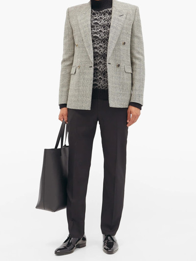 SAINT LAURENT Chevron-check double-breasted wool-twill blazer outlook