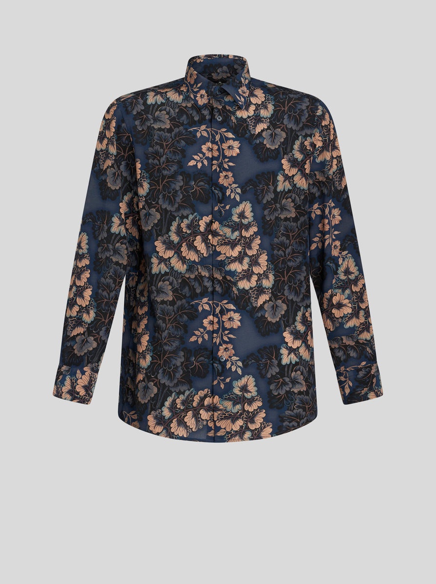 SILK SHIRT WITH FOLIAGE PRINT - 1